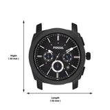Fossil Machine Chronograph Black Dial Black Silicone Strap Watch for Men - FS4487