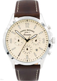 Fossil Forrester Chronograph White Dial Brown Leather Strap Watch for Men - FS5696