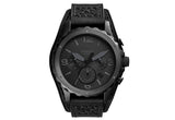 Fossil Nate Chronograph Black Dial Black Leather Strap Watch for Men - JR1510