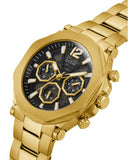 Guess Edge Chronograph Black Dial Gold Steel Strap Watch For Men - GW0539G2