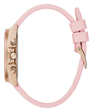 Guess Sparkling Chronograph Crystals Pink Dial Pink Silicone Strap Watch For Women - GW0032L4