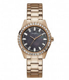 Guess Sparkler Diamonds Black Dial Rose Gold Steel Strap Watch for Women - GW0111L3