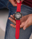 Guess Momentum Black Dial Red Rubber Strap Watch for Men - GW0263G3