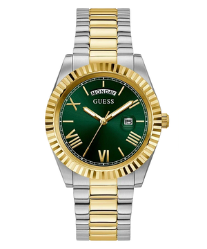 Guess Connoisseur Green Dial Two Tone Steel Strap Watch for Men - GW0265G8