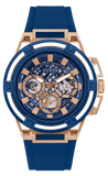 Guess Matrix Multifunction Blue Dial Blue Rubber Strap Watch for Men - GW0423G4