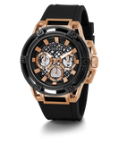 Guess Matrix Multifunction Black Dial Black Rubber Strap Watch For Men - GW0423G5