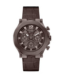 Guess Edge Chronograph Brown Dial Brown Leather Strap Watch For Men - GW0492G2