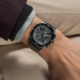 Guess Headliner Quartz Black Dial Grey Steel Strap Watch For Men - GW0572G5