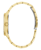 Guess Cubed Analog Gold Dial Gold Steel Strap Watch For Women - GW0606L2