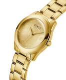 Guess Cubed Analog Gold Dial Gold Steel Strap Watch For Women - GW0606L2