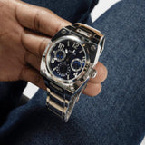 Guess Prodigy Chronograph Blue Dial Silver Steel Strap Watch For Men - GW0624G1