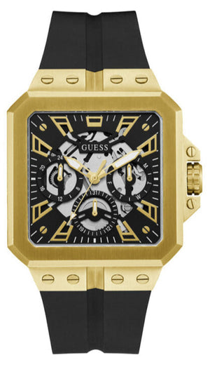 Guess Leo Multifunction Black Dial Black Silicone Strap Watch For Men - GW0637G2