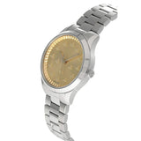 Gucci G Timeless Quartz Gold Dial Silver Steel Strap Watch for Women - YA1265035
