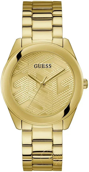 Guess Cubed Analog Gold Dial Gold Steel Strap Watch For Women - GW0606L2