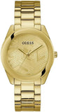Guess Cubed Analog Gold Dial Gold Steel Strap Watch For Women - GW0606L2