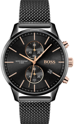 Hugo Boss Associate Chronograph Black Dial Black Mesh Bracelet Watch for Men - 1513811