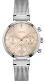Hugo Boss Flawless Chronograph Pink Dial Silver Mesh Bracelet Watch for Women - 1502625