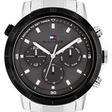 Tommy Hilfiger Troy Chronograph Grey Dial Silver Steel Strap Watch For Men - 1792106