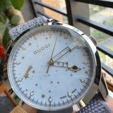 Gucci G Timeless Quartz White Dial Grey NATO Strap Watch For Women - YA1264184