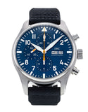IWC Pilot's Automatic Chronograph 43mm Blue Dial Blue Calfskin Strap Watch for Men - IW377729