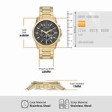 Armani Exchange Banks Chronograph Black Dial Gold Steel Strap Watch For Men - AX1721