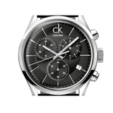 Calvin Klein Masculine Chronograph Black Dial Black Leather Strap Watch for Men - K2H27102