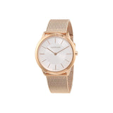 Calvin Klein Minimal White Dial Rose Gold Mesh Bracelet Watch for Men - K3M21626