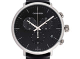 Calvin Klein High Noon Chronograph Black Dial Black Leather Strap Watch for Men - K8M271C1