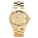 Marc Jacobs Henry Transparent Gold Dial Gold Steel Strap Watch for Women - MBM3206