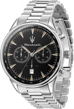 Maserati Tradizione Chronograph Black Dial Silver Steel Strap Watch for Men - R8873646004