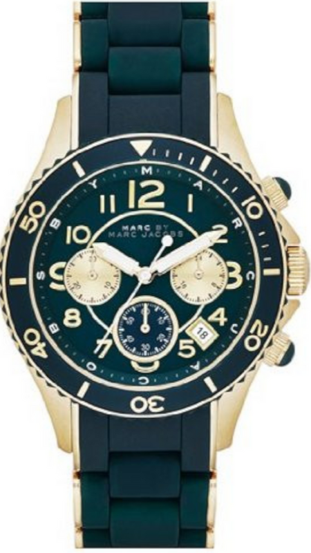 Marc Jacobs Rock Chronograph Green Dial Green Silicone Strap Watch for Women - MBM2597