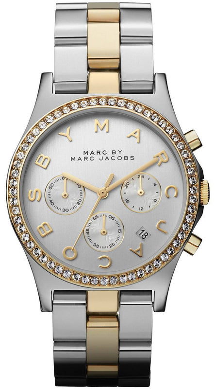 Marc Jacobs Henry Chronograph Silver Dial Two Tone Steel Strap Watch for Women - MBM3197