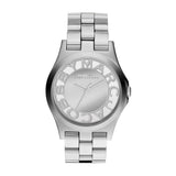 Marc Jacobs Henry Transparent Silver Dial Silver Steel Strap Watch for Women - MBM3205
