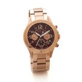 Marc Jacobs Rock Chronograph Mother of Pearl Red Dial Rose Gold Steel Strap Unisex Watch - MBM3251