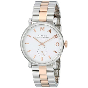 Marc Jacobs Baker White Dial Two Tone Steel Strap Watch for Women - MBM3312