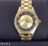 Marc Jacobs Henry Transparent Gold Dial Gold Steel Strap Watch for Women - MBM3338