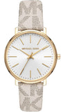 Michael Kors Pyper Quartz Silver Dial White Leather Strap Watch For Women - MK2858