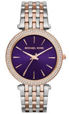 Michael Kors Darci Purple Dial Two Tone Steel Strap Watch for Women - MK3353