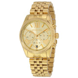 Michael Kors Lexington Chronograph Gold Dial Gold Steel Strap Watch for Women - MK5556