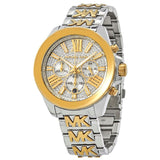 Michael Kors Wren Chronograph Crystals Silver Two Tone Steel Strap Watch for Women - MK6953