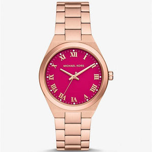 Michael Kors Lennox Analog Pink Dial Rose Gold Steel Strap Watch for Women - MK7462