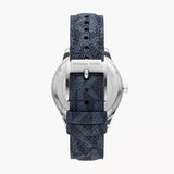 Michael Kors Benning Three Hand Silver Dial Blue Leather Strap Watch For Men - MK8930