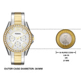 Fossil Riley White Dial Two Tone Steel Strap Watch for Women - ES3204