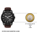 Armani Exchange Outerbanks Chronograph Black Dial Brown Leather Strap Watch For Men - AX1732