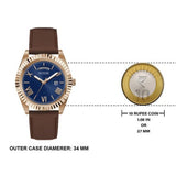 Guess Connoisseur Blue Dial Brown Leather Strap Watch For Men - GW0353G2