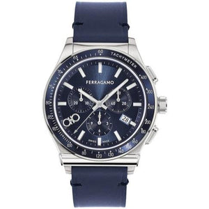 Salvatore Ferragamo 1927 Chrono Analog Blue Dial Blue Leather Strap Watch for Men - SFKZ00223