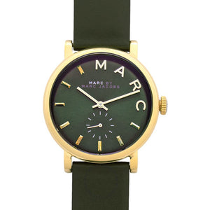 Marc Jacobs Baker Olive Green Dial Olive Green Leather Strap Watch for Women - MBM1328