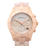 Marc Jacobs Blade Chronograph Mother of Pearl White Dial Rose Gold Steel Strap Watch for Women - MBM8637