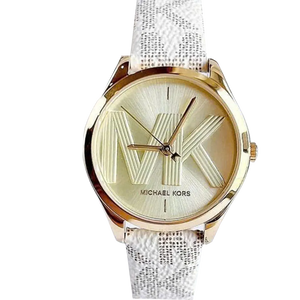 Michael Kors Jaycie Quartz Gold Dial White Leather Strap Watch for Women - MK2861