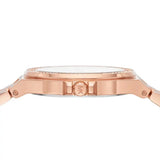 Michael Kors Lennox Three Hand Silver Dial Rose Gold Steel Strap Watch For Women - MK7279